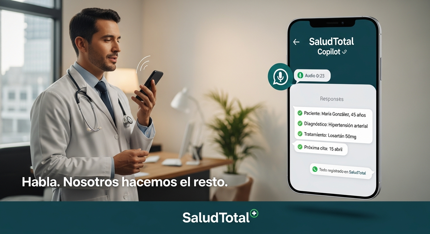 Doctor usando SaludTotal Copilot por WhatsApp